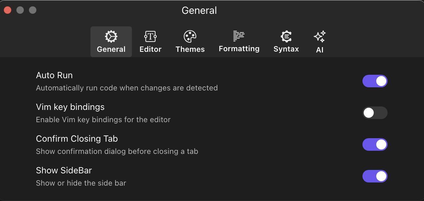 General Preferences