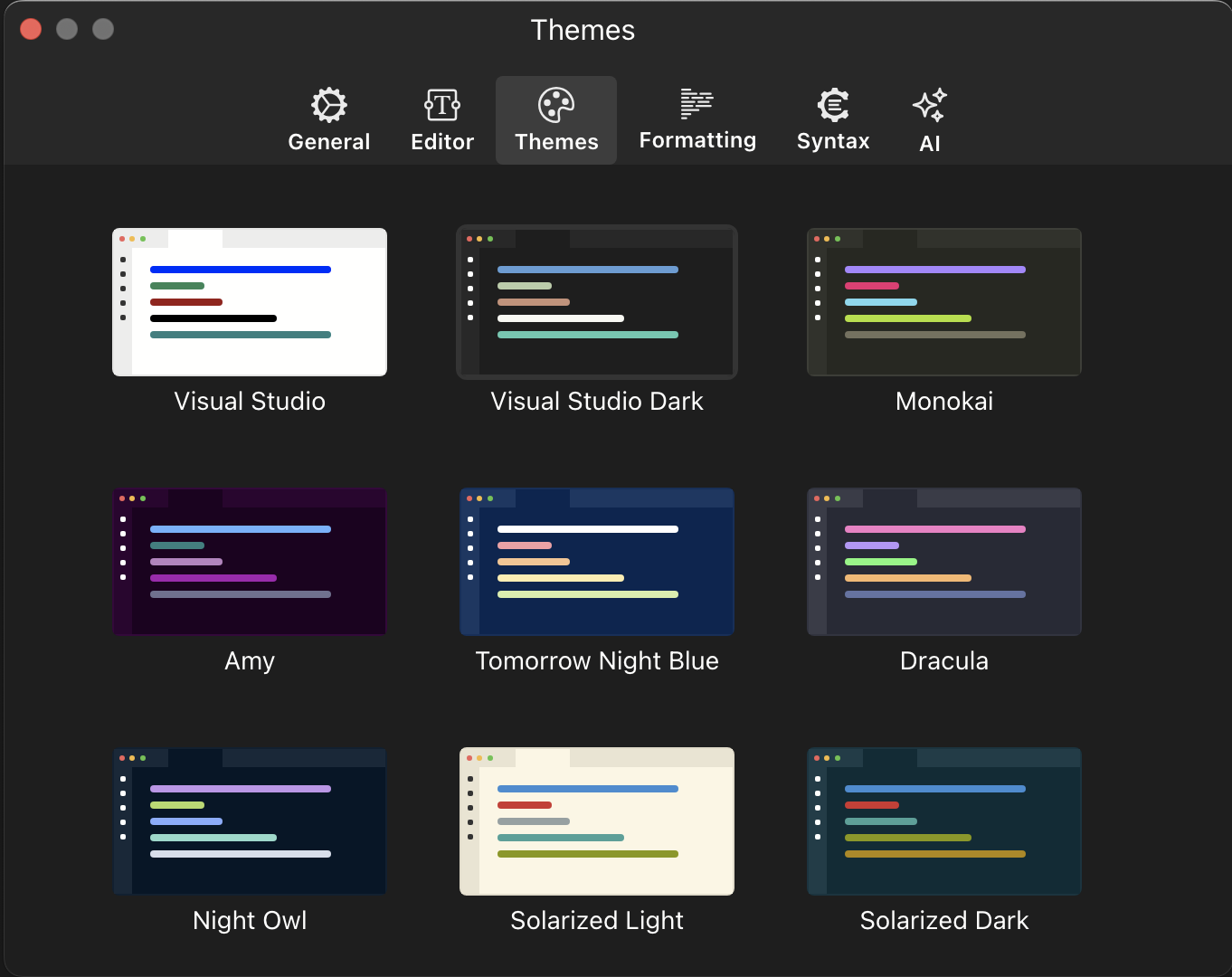 Themes Preferences